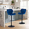 Барний стілець зі спинкою Bonro B-087 велюр синє з чорною основою для кухні, бару, салону, ресторану, фото 8