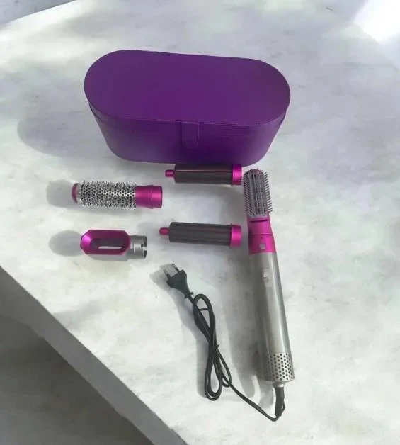 Стайлер для волосся 5 в 1 + шкіряний кейс — фіолетовий, фото 1