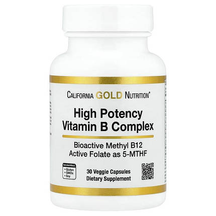 Вітаміни групи B California Gold Nutrition High Potency Vitamin B Complex 30 капс., фото 1