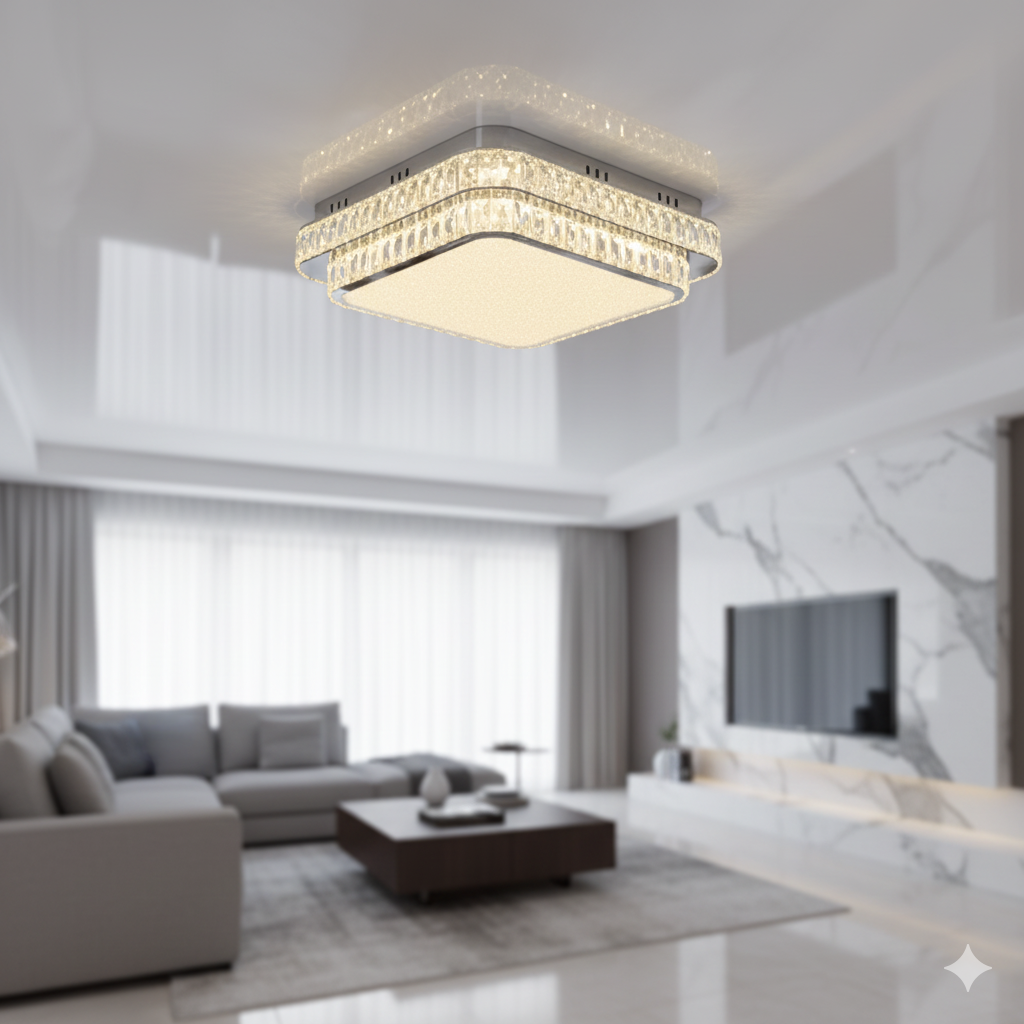 Квадратная люстра з кришталем Linisoln 220W до 40 м² колір Хром 2398-500 Хром, фото 1