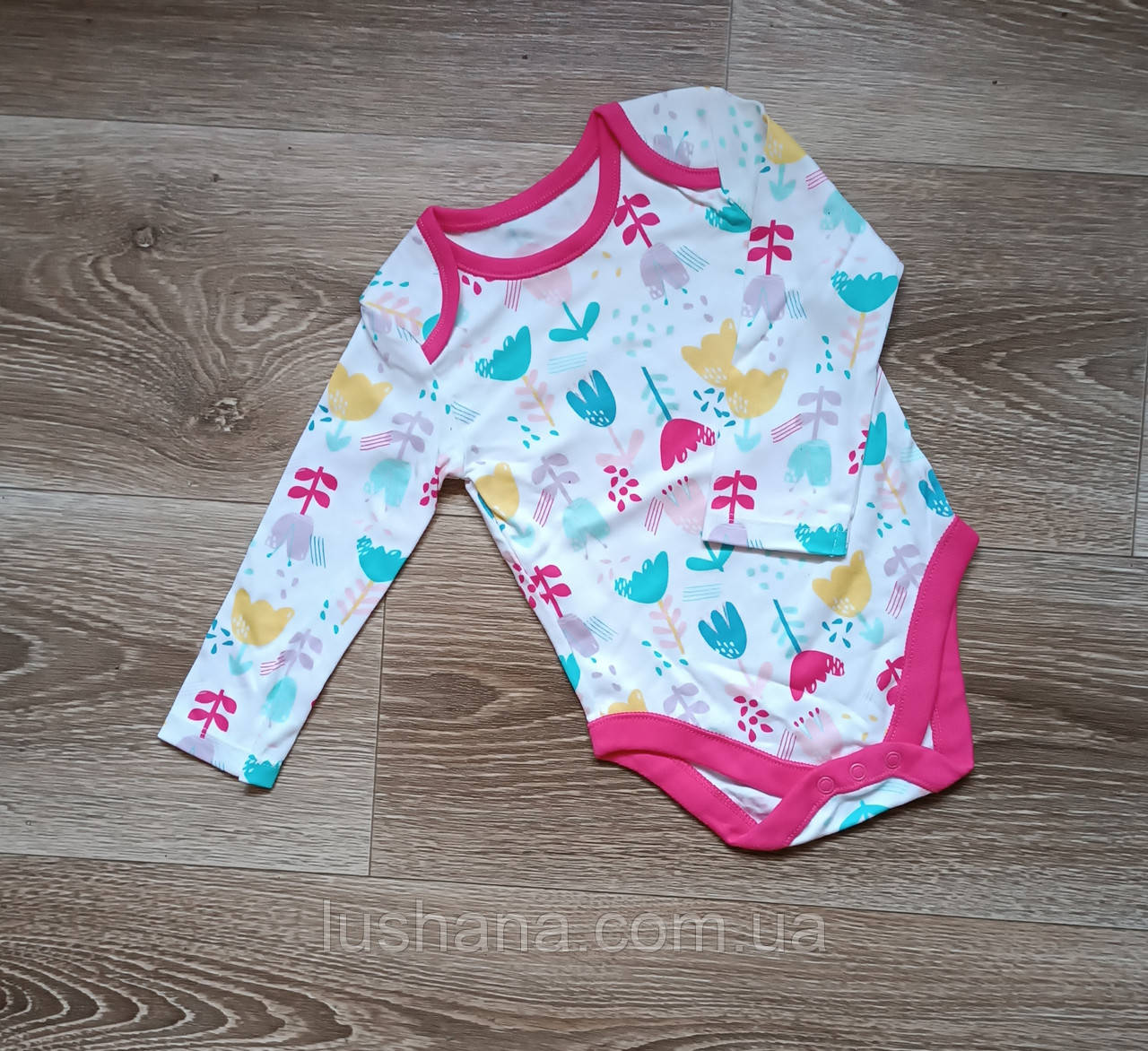 Боді George на дівчинку / довгий рукав / квіти / р.74-80, 9-12 міс., фото 1