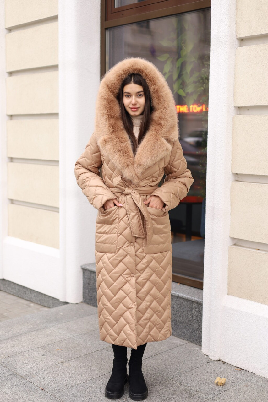 Жіноче стильне зимове пальто ПВ-389 Розміри 42–54