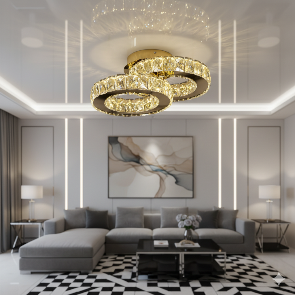 Кришталева люстра SVET 52W до 12 м² колір Золотистий SY-7672/2 TIGD, фото 1