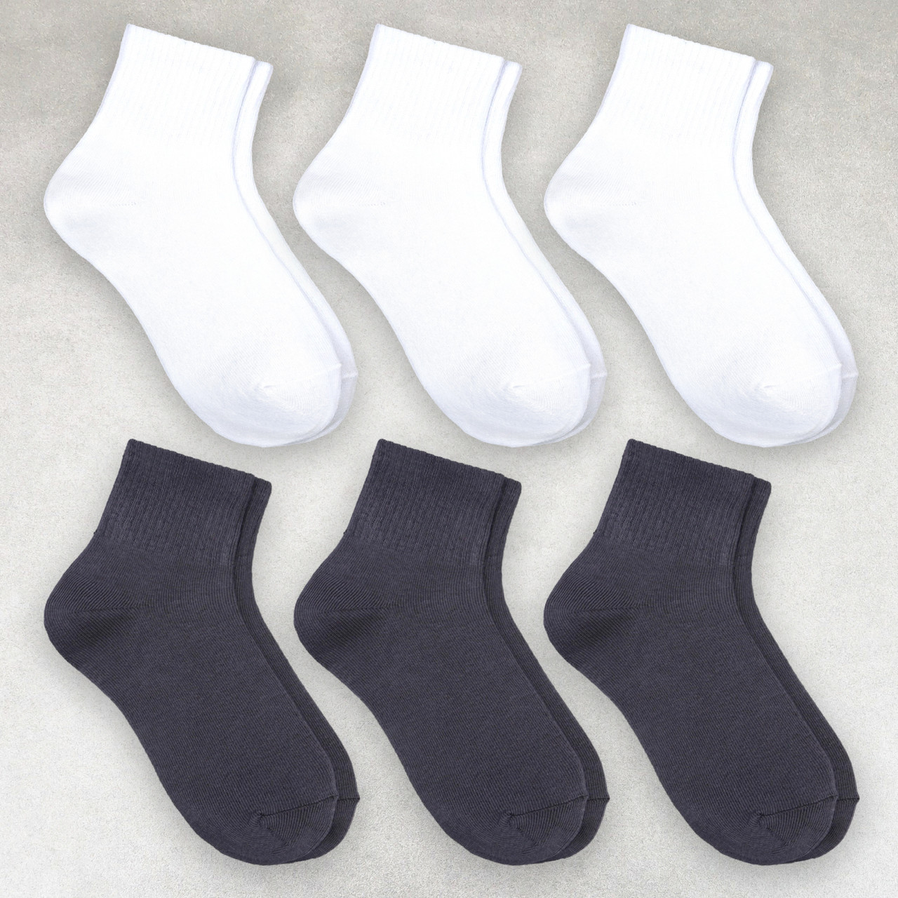 Шкарпетки жіночі 6 пар «White&DarkGrеy» середньої довжини бавовна преміум сегмент розмір 35-38 арт. 36Н.3/33Н.3, фото 1