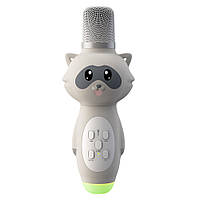 Караоке мікрофон дитячий LOSSO KIDS "Єнот" K6 Premium сірий