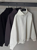 Женское зип-худи из трехнитки на флисе Модель: 4959-546 Цвет: черный, графит, молоко karam mag