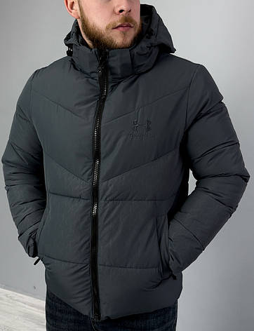 Чоловіча куртка Under Armour сіра спортивна утеплена зимова куртка з капюшоном, фото 1