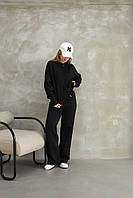 Жіночий в язаний костюм двійка з кофтою на блискавці та капюшоном