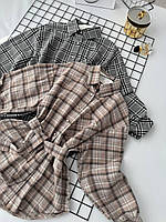 Рубашка из фланели с поясом Модель: 1491-407 Цвет: беж, серая karam mag