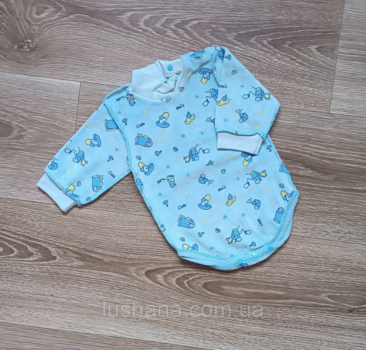 Утеплений боді гольф на хлопчика /велюр / для новонародженого немовля / р.62, 0-3 міс., фото 1