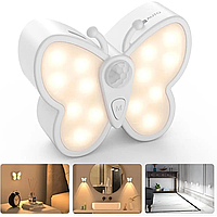 Світлодіодний нічник Метелик із датчиком руху 600 мА·год, USB/Акумуляторний світильник на магніті