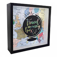 Дерев яна скарбничка для грошей у формі глобуса стильний аксесуар для накопичення на подорожі.