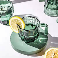 Набор стеклянных чашек кактус для чая кофе сока 240 мл стильная посуда для дома и подарка BROWN