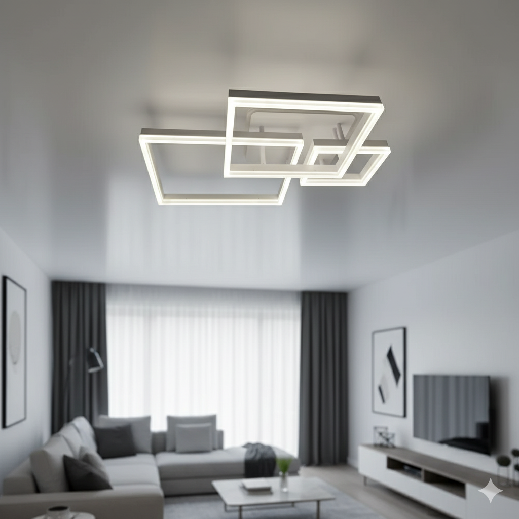 Люстра геометрія LUMINARIA 105W до 20 м² колір Білий GENNY SQUARE RGB WH, фото 1