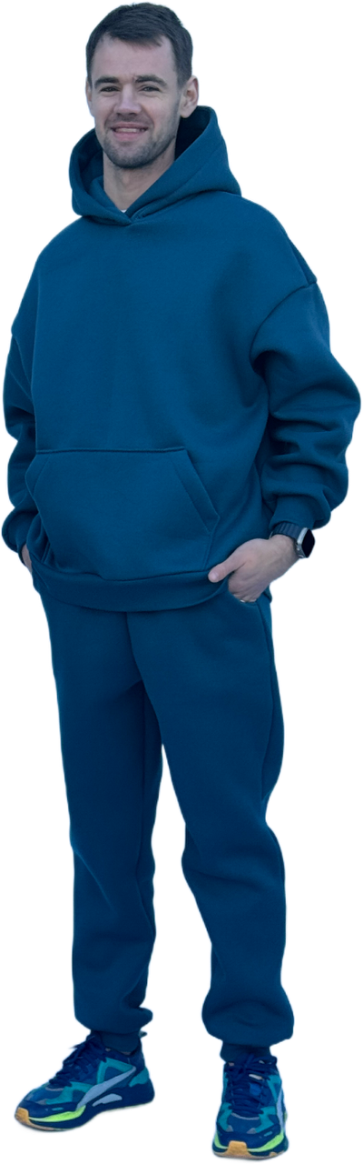 Універсальний базовий теплий спортивний костюм на флісі джинс, фото 1