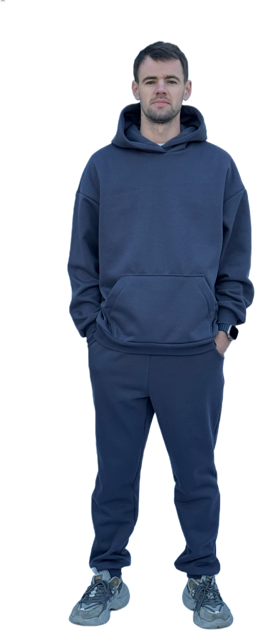 Універсальний базовий теплий спортивний костюм на флісі темно сірий, фото 1