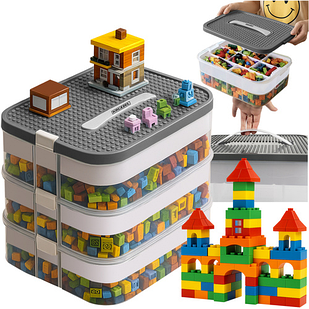 Контейнер для блоків, коробка 22 л, органайзер з відділеннями, великий 3-поверховий KRUZZEL