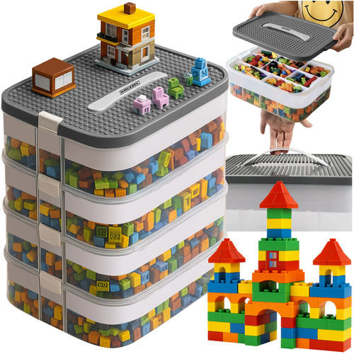 Контейнер для блоків, коробка , органайзер з відділеннями, великий 4-поверховий KRUZZEL, фото 1