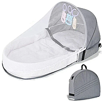 Розкладна сумка-пеленатор із москітною сіткою 80х40 см/переносне ліжечко/Смок-ліжко для немовлят