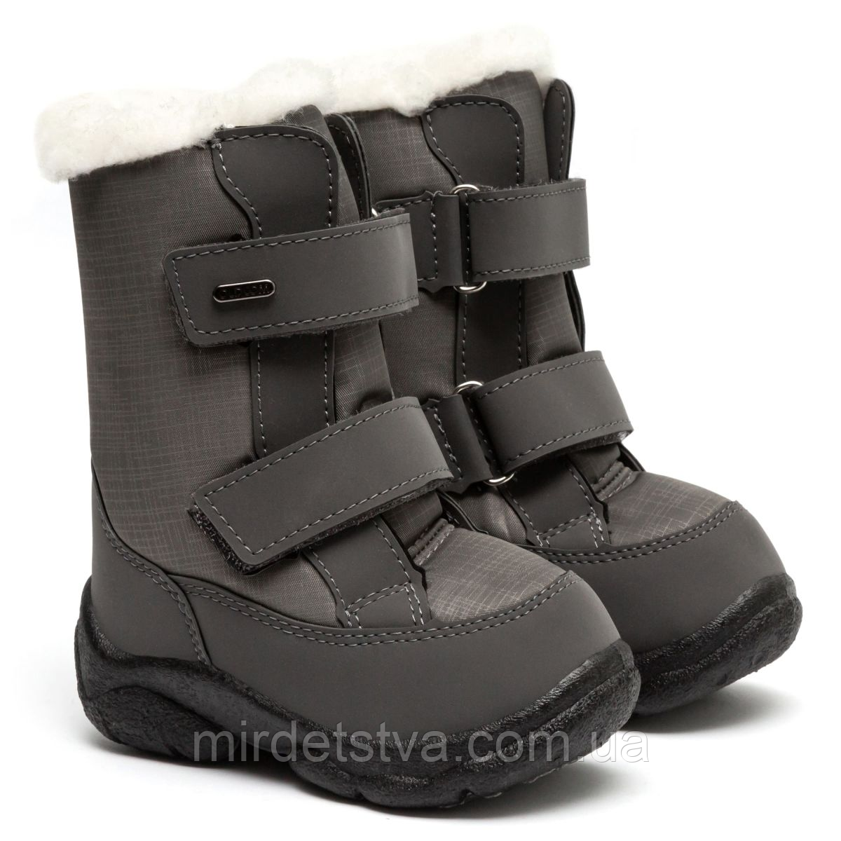 Зимові дитячі дутики на хутрі чоботи для дівчинки Олдком Oldcom Alaska сірі розмір 23-31, фото 1