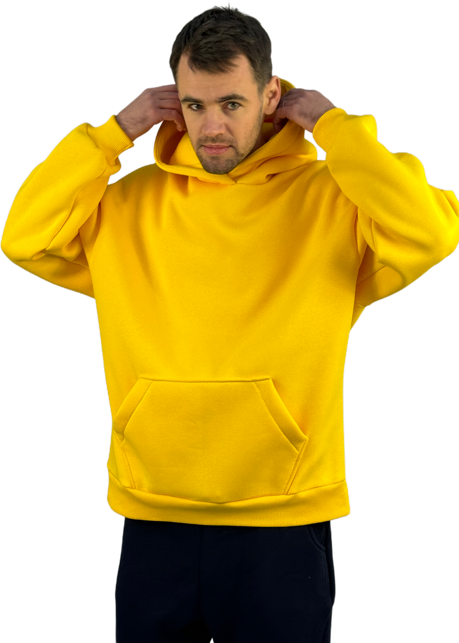 Худі оверсайз на флісі унісекс жовтий, фото 1
