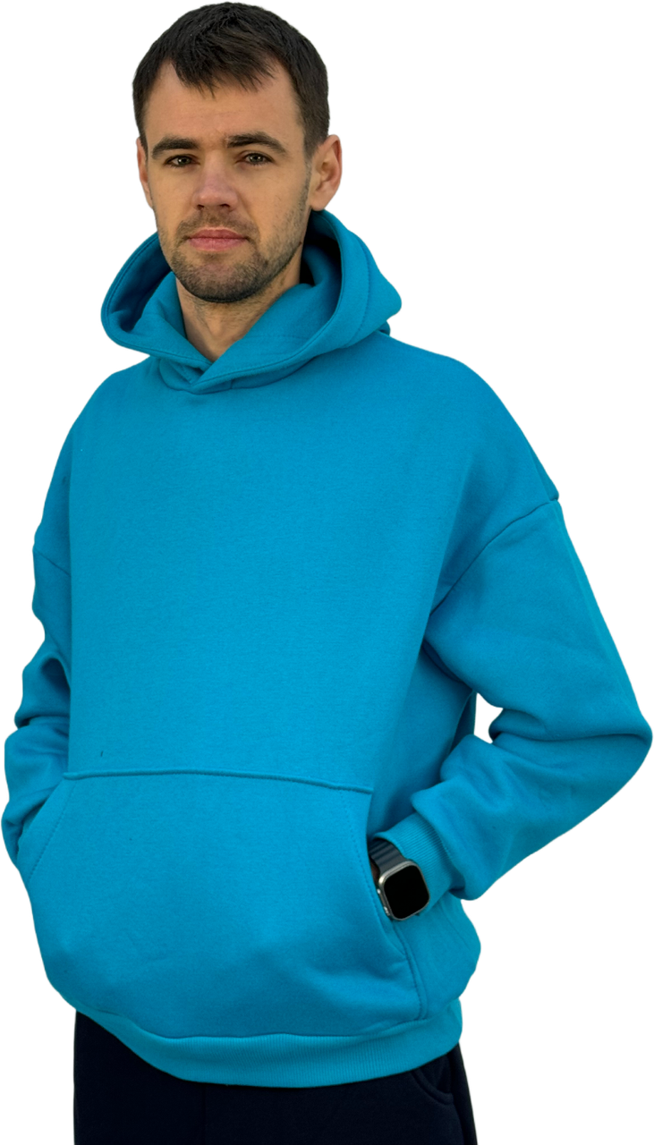 Худі оверсайз на флісі унісекс голубий, фото 1