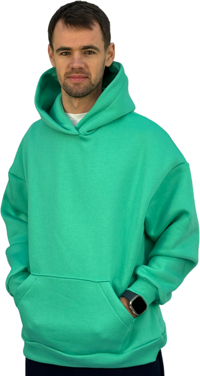 Худі оверсайз на флісі унісекс бірюзовий, фото 1