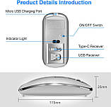 Бездротова миша для ноутбука ABL-M3 бездротова миша 2,4 ГГц з подвійним приймачем USB/USB-C для комп'ютера, фото 3