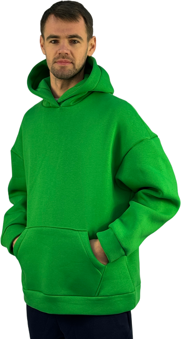 Худі оверсайз на флісі унісекс зелений, фото 1