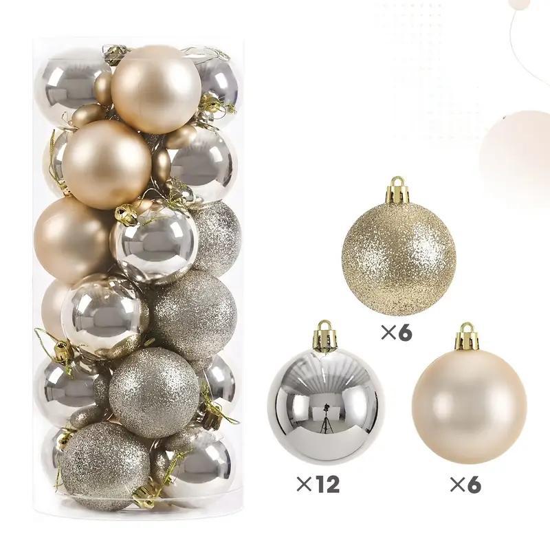 Набір новорічних куль на ялинку сріблясто-золотисті 24 шт 3 см, фото 1