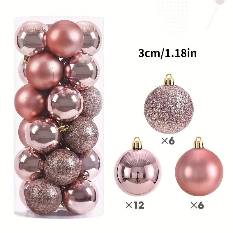 Набір новорічних куль на ялинку рожеві 24шт 3см, фото 1