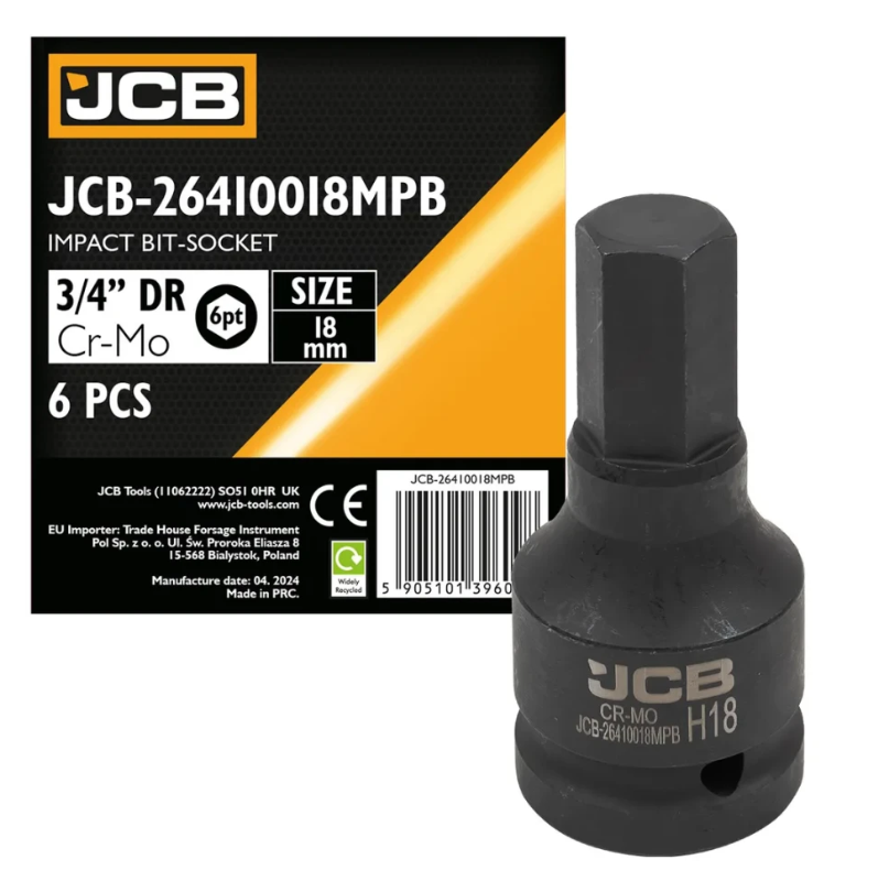 Головка-біта ударна HEX 3/4" 18 мм JCB Tools JCB-26410018MPB, фото 1