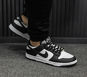 Чоловічі зимові кросівки nike sb dunk low Black/White Winter на хутрі Найк СБ Данк чорно-білі низькі шкіряні теплі