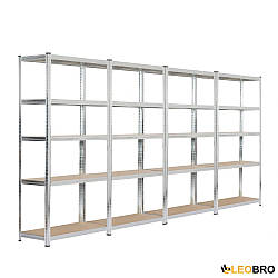 Стелаж LEOBRO 180 х 360 х 40 см, 175 кг/полиця, 5 полиць (LB-R175-GALX4) для гаража, комору, балкона