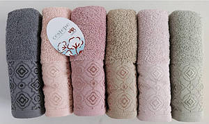 Махрові рушники для обличчя «Vip cotton Elfin» 90*50 см (6 шт)