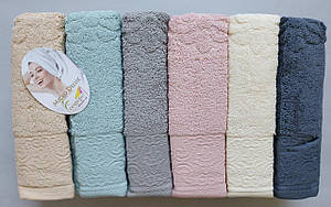 Рушники махрові «DeLUX Hazel»» 50*90 см (6 шт)