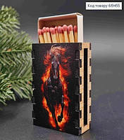 Магніт з дерева (сірники) з принтом "КІНЬ", 6*4,5*2см, 619454/619455