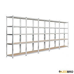 Стелаж LEOBRO 180 х 450 х 40 см, 175 кг/полиця, 5 полиць (LB-R175-GALX5) для гаража, комору, балкона