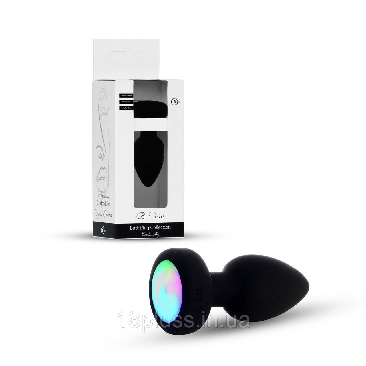 Силіконова анальна пробка чорного кольору з підсвіткою в стилі диско Black Silicone Plug Disco Flashlight, фото 1