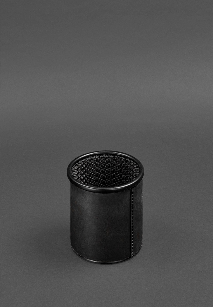 Стакан для ручок у шкіряному чохлі чорний Crazy Horse BlankNote, фото 1