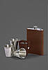 Набір із флягою та рюмками у шкіряному чохлі світло-коричневий Crazy Horse BlankNote, фото 2