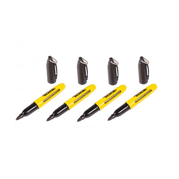 Маркер перманентний чорний 4 шт MASTERTOOL GM (14-1821), фото 1