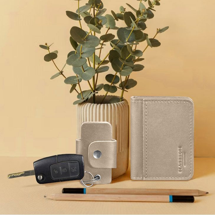 Набір шкіряних аксесуарів AUTO світло-бежевий BlankNote, фото 1