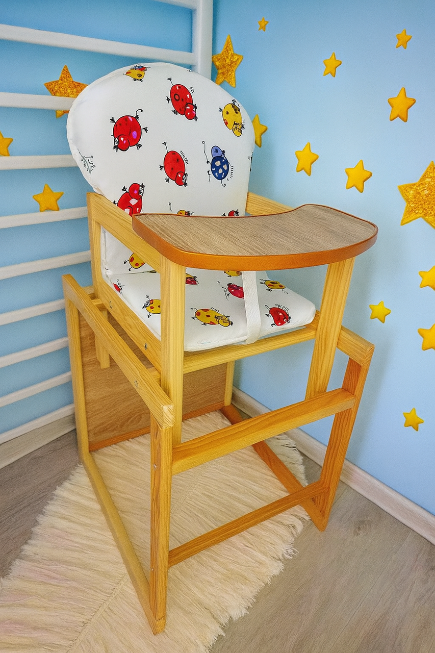 Стільчик-трансформер для годування Наталка, білий, коровки