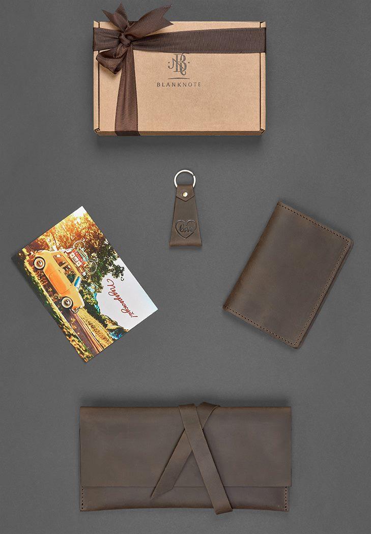 Набір шкіряних аксесуарів для мандрівника Монтеррей Коричневий BlankNote, фото 1
