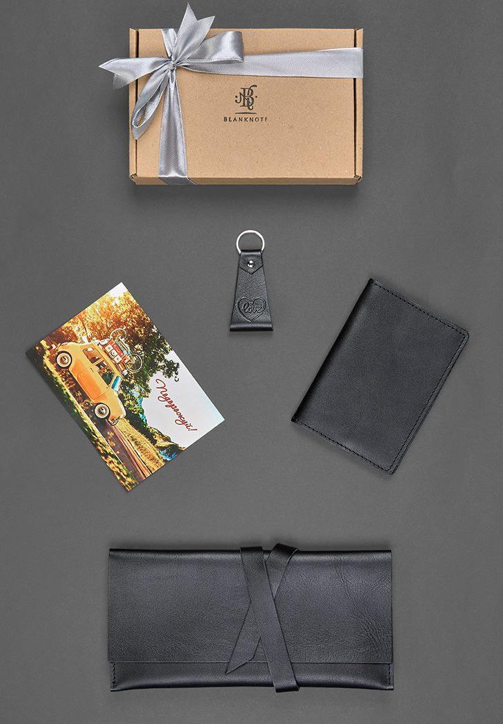 Набір шкіряних аксесуарів для мандрівника Манчестер Чорний BlankNote, фото 1