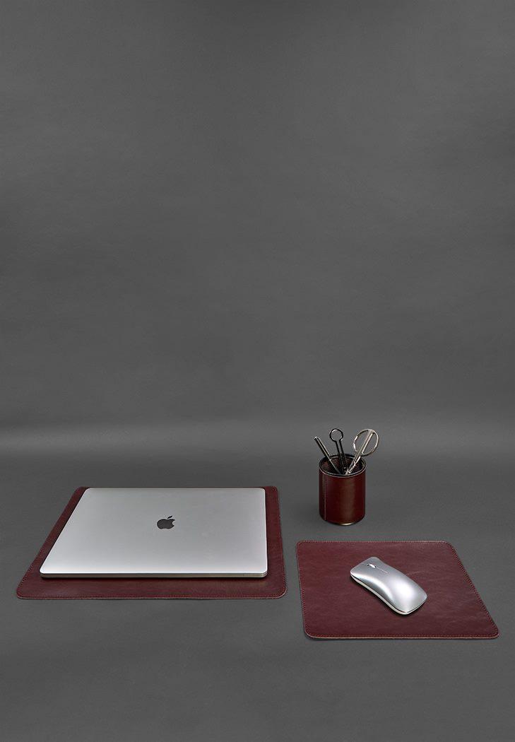 Набір для робочого столу з натуральної шкіри 1.0 бордовий крас BlankNote, фото 1