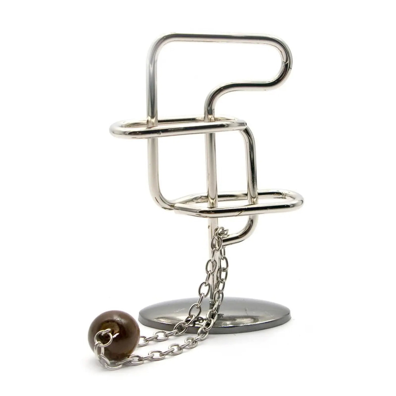 Головоломка на підставці No Brand Кулька на ланцюжку 11х13,5х5 см Сріблясто-коричневий (DN25208), фото 1
