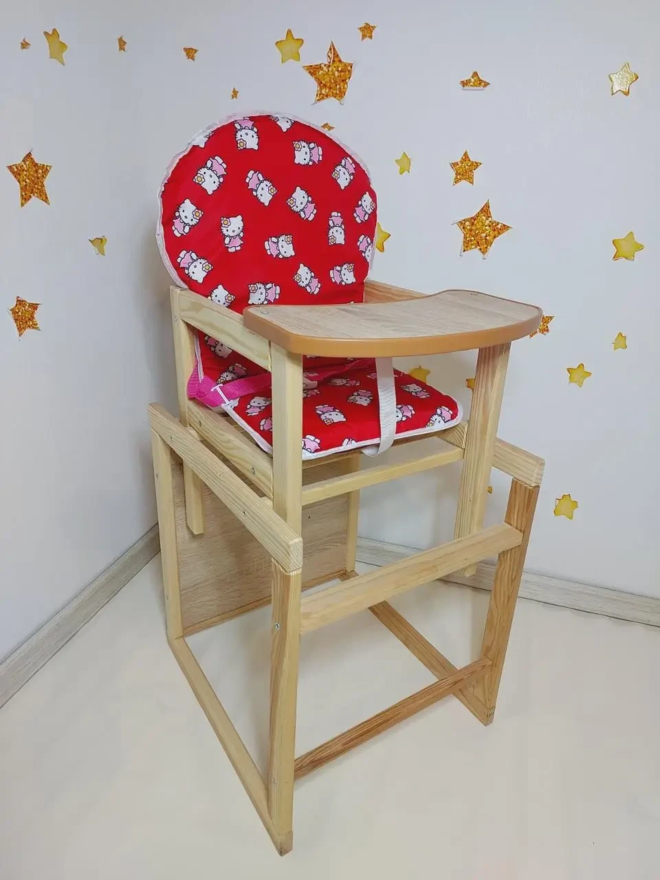 Стільчик-трансформер для годування Наталка, червоний, hello kitty