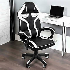 Крісло комп'ютерне (офісне/геймерське) Bonro B-827 біле. Екошкіра, нахил спинки, подушка